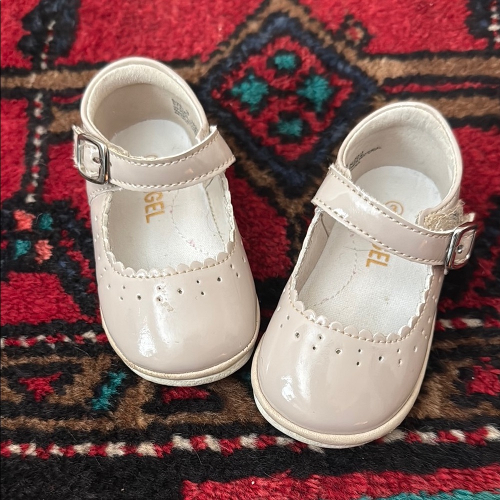 Angel Kids Beige Mary Jane Shoes